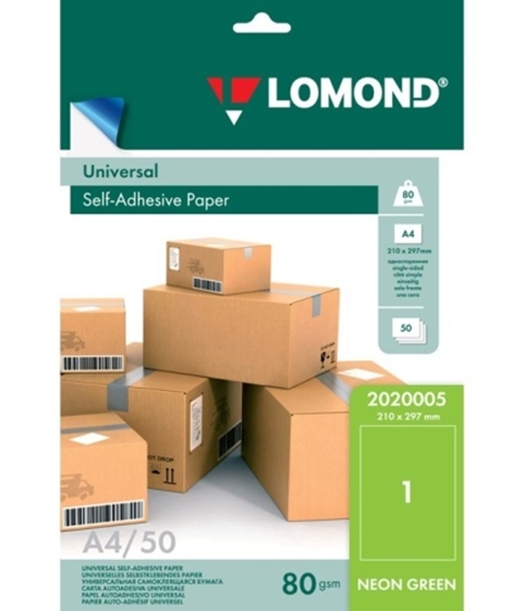 Picture of Lomond Self-Adhesive Paper Universal Labels, 1/210x297, A4, 50 sheets, Green neon