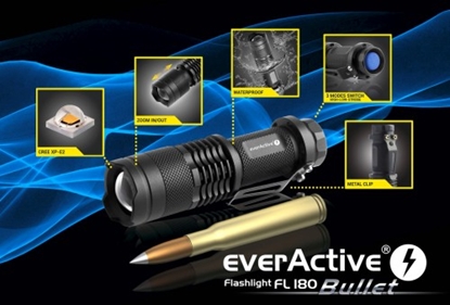 Attēls no Lukturis everActive FL-180 1xAA baterija vai 1x14500 Li-ion CREE XP-E2 100-200lum