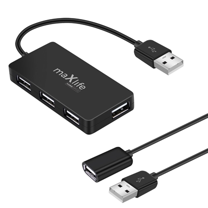 Attēls no Maxlife Home Office USB 2.0 USB - 4x USB 0,15 m + cable 1,5 m Hub