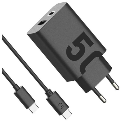 Изображение Motorola Charger TurboPower 50W Duo USB-C + USB-A  w/ USB-C cable, Black