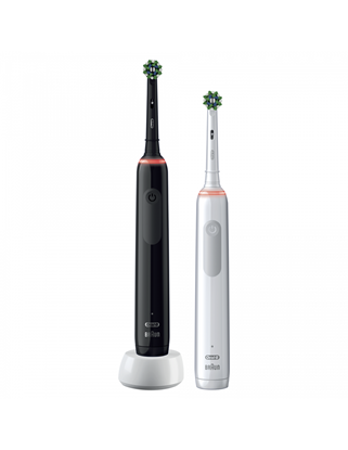 Attēls no Oral-B | Pro3 3900 Cross Action | Electric Toothbrush | Rechargeable | For adults | ml | Number of heads | Black and White | Number of brush heads included 2 | Number of teeth brushing modes 3