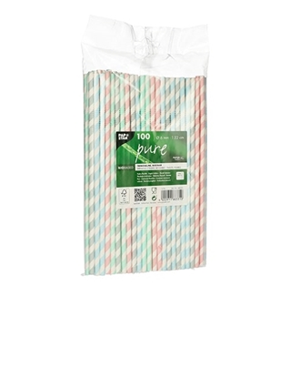 Picture of Papīra kokteiļu salmiņi PAPSTAR, svītraini, elastīgi, D6mmx 22cm, 0.134kg, 100gab