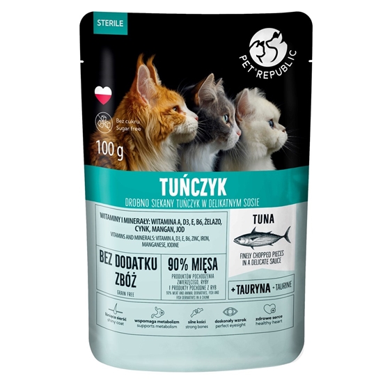 Picture of PET REPUBLIC Steril Finely chopped tuna in sauce - wet cat food - 100 g