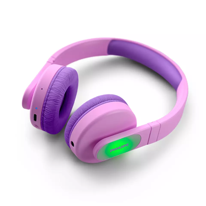 Picture of Philips Kids wireless on-ear headphones TAK4206PK/00  Volume limited 85 dB  App-based parental controls  Light-up ear cups  Pink