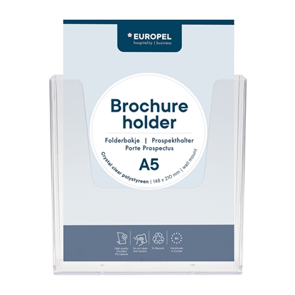 Picture of Prospektu turētājs Europel A5, stiprināms pie sienas; caurspīdīgs