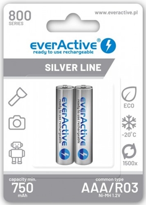 Attēls no R03/AAA akumulatori 1.2V everActive Silver line Ni-MH 800 mAh iepakojumā 2 gb.