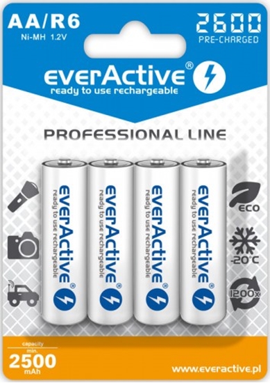 Picture of R06/AA akumulatori 1.2V everActive Professional line Ni-MH 2600 mAh iepakojumā 4 gb.