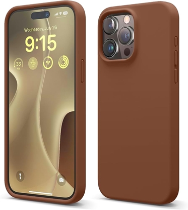Picture of Riff Plāns & Mīksts silikona aizmugures maks ar mīkstu iekšpusi priekš Apple iPhone 15 Pro Brown
