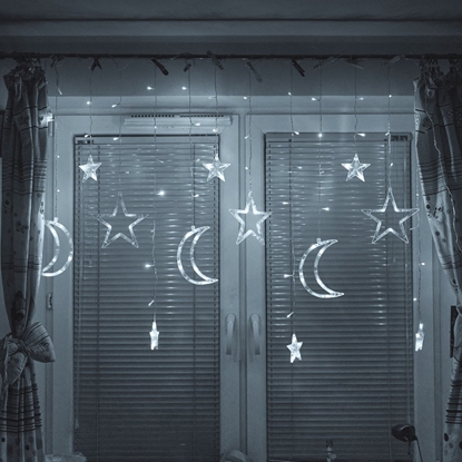 Attēls no RoGer LED Lights Curtains Moon and Stars 2,5m / 138LED White-cold