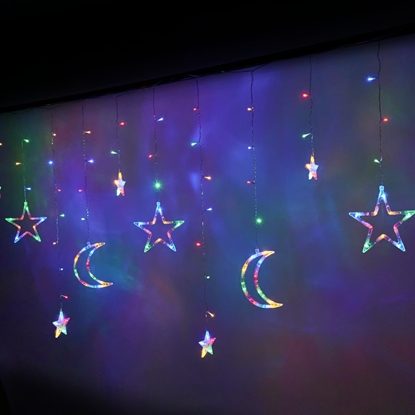 Attēls no RoGer LED Lights Curtains Stars and Moon 2,5m / 138LED Multicolor