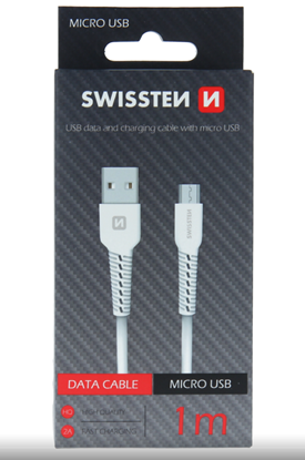 Attēls no Swissten Basic Fast Charge 3A Micro USB Data and Charging Cable 1m White