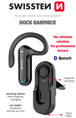 Picture of Swissten Dock Earpiece Bluetooth Headphone With Charger