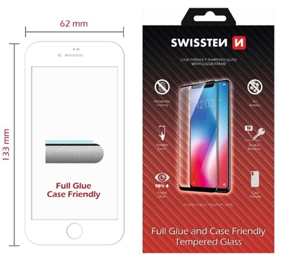Attēls no Swissten Full Face Tempered Glass Apple iPhone 7 / 8 White