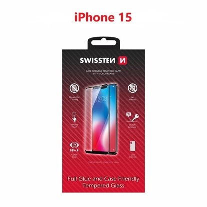 Picture of Swissten Full Face Tempered Glass for Apple iPhone 15