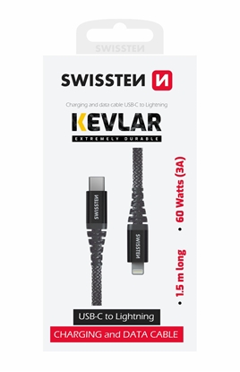 Attēls no Swissten Kevlar Data Cable USB-C / Lightning 1.5m / 60w