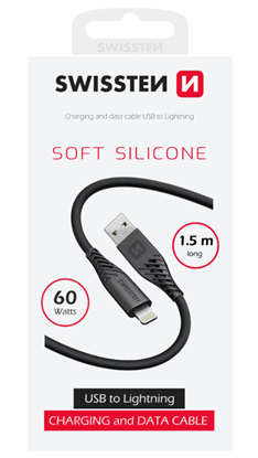 Attēls no Swissten Soft Silicone Data Cable USB / Lightning 1.5m / 60w