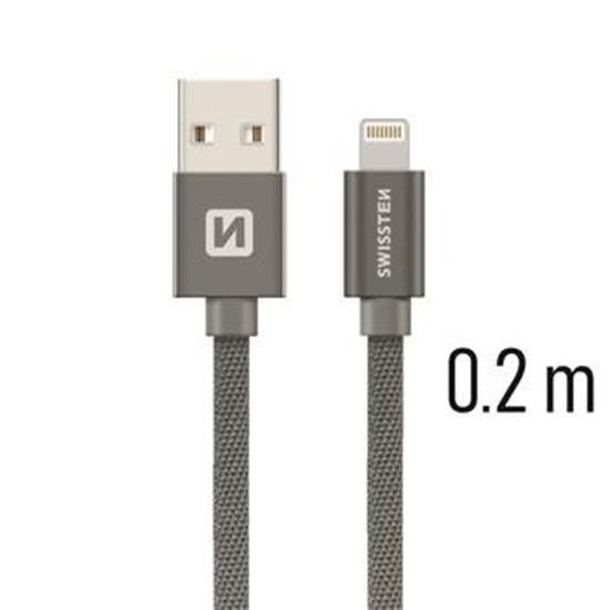 Picture of Swissten Textile Fast Charge 3A Lightning Data and Charging Cable 20 cm