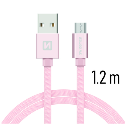 Picture of Swissten Textile Universal Micro USB Data and Charging Cable 1.2m Rose
