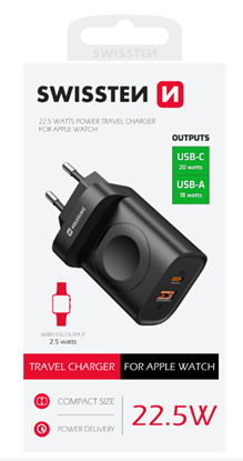 Изображение Swissten Travel Charger USB-A / USB-C / iWatch