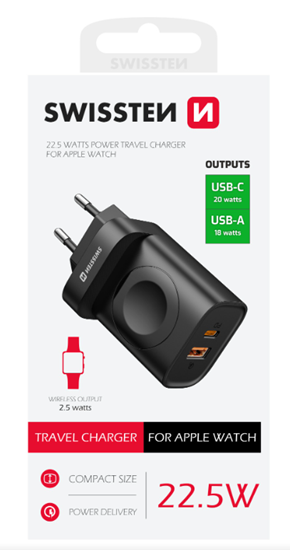 Изображение Swissten Travel Charger USB-A / USB-C / iWatch