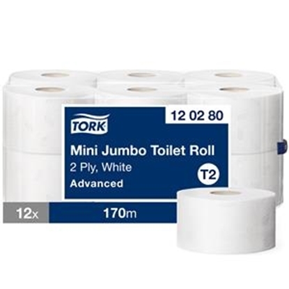 Изображение Toilet paper Tork Advanced Mini Jumbo T2, 2 sl., 170m, 12 vnt.