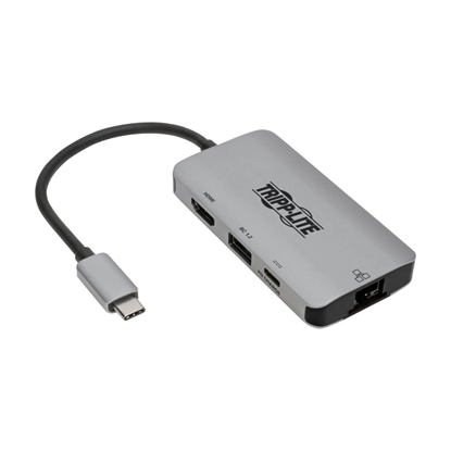 Изображение Tripp Lite U444-06N-H4GUSC USB-C Multiport Adapter - 4K HDMI, USB-A, GbE, 100W PD Charging, HDCP, Gray