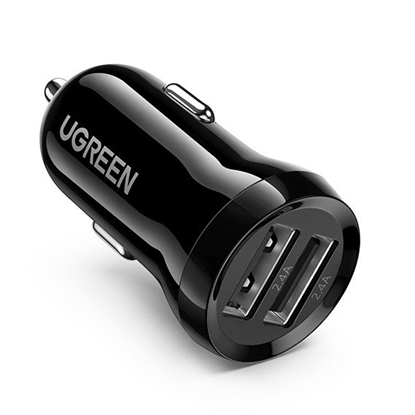 Picture of Ugreen UGRE-8750 auto lādētājs ar 2x USB 24W 4.8 A (2x 2.4 A) Black