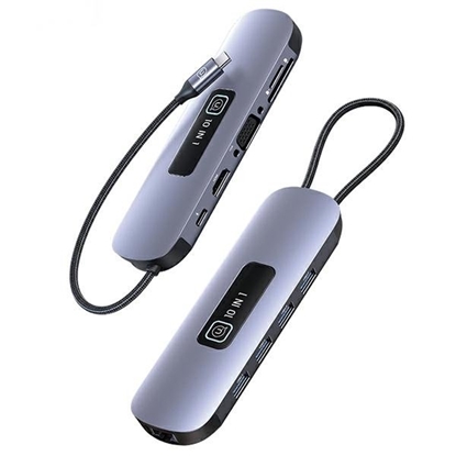 Attēls no Usams 10in1 Adapter 3x USB 3.0 / TF / SD / USB-C / HDMI / RJ45 / VGA PD100W / Hub