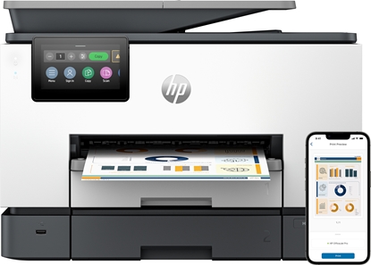 Picture of HP OfficeJet Pro 9130b All-in-One Printer, Color, Printer for Small medium business, Print, copy, scan, fax, Wireless; Print from phone or tablet; Automatic document feeder; Two-sided printing; Two-sided scanning; Scan to email; Scan to pdf; Fax; Front US