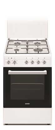 Attēls no Simfer | Cooker | 5405SERBB | Hob type Gas | Oven type Electric | White | Width 50 cm | Electronic ignition | Depth 60 cm | 43 L