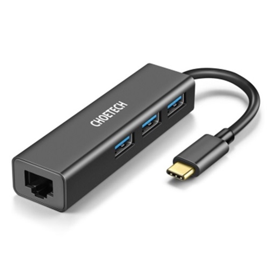 Picture of Adapter CHOETECH USB Type-C to 1x RJ-45, 3x USB Type-A