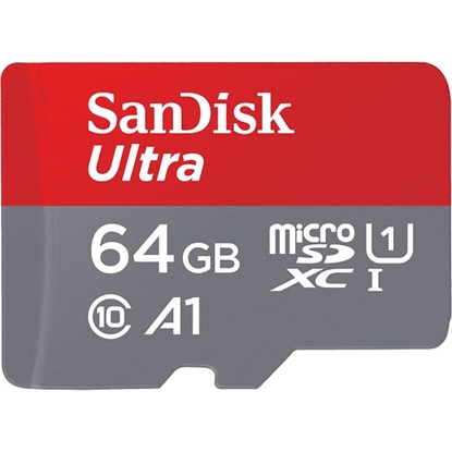 Attēls no Atm.kort. SANDISK Sandisk 64GB Ultra Android microSDXC + SD Adapter  100MB/s A1 Class 10 UHS-I