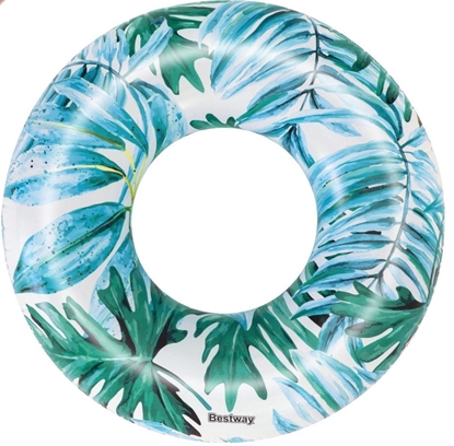 Attēls no BESTWAY tropinis plaukimo ratas, mėlyni palmių lapai