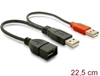 Picture of Delock Cable 2 x USB 2.0 type A male > USB 2.0 type A female 22.5 cm