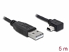 Изображение Delock Cable USB-A male > USB mini-B male angled 90° left