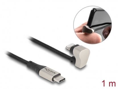 Attēls no Delock Data and charging cable USB Type-C™ to Lightning™ for iPhone™ and iPad™ 180° angled 1 m MFi