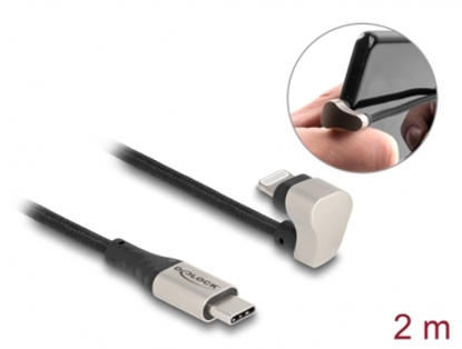 Attēls no Delock Data and charging cable USB Type-C™ to Lightning™ for iPhone™ and iPad™ 180° angled 2 m MFi