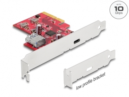 Picture of Delock PCI Express x4 Card to 1 x external USB 10 Gbps USB Type-C™ female + 1 x internal USB 10 Gbps Type-A female - Low Profile