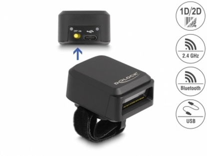 Picture of Delock Ring Barcode Scanner 1D and 2D with 2.4 GHz or Bluetooth - Wireless Charging Function