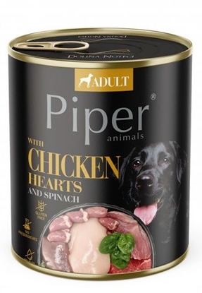 Attēls no DOLINA NOTECI Piper Chicken hearts with spinach - Wet dog food - 800 g