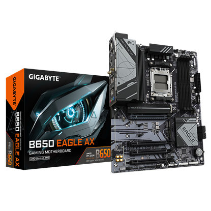 Picture of Gigabyte | B650 EAGLE AX | Processor family AMD | Processor socket AM5 | DDR5 | Supported hard disk drive interfaces M.2, SATA | Number of SATA connectors 4