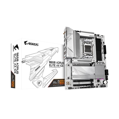 Picture of Gigabyte B650 AORUS ELITE AX ICE Motherboard - Supports AMD Ryzen 8000 CPUs, 12+2+2 Phases Digital VRM, up to 8000MHz DDR5 (OC), 1xPCIe 5.0 + 2xPCIe 4.0 M.2, Wi-Fi 6E, 2.5GbE LAN, USB 3.2 Gen 2