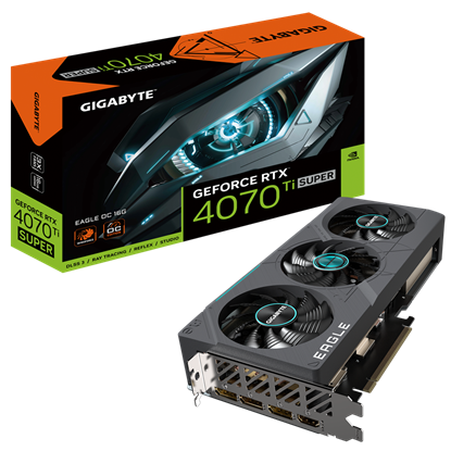 Picture of Gigabyte | GeForce RTX 4070 Ti SUPER EAGLE OC 16G | NVIDIA | 16 GB | GeForce RTX 4070 Ti SUPER | GDDR6X | HDMI ports quantity 1 | PCI-E 4.0 | Memory clock speed 2640 MHz