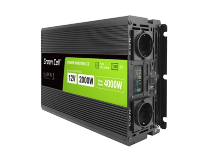 Picture of Green Cell PowerInverter LCD 12V to 230V 2000W/40000W car inverter with LCD display - pure sine wave