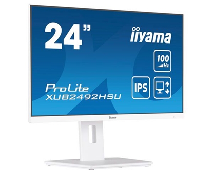 Picture of 24" WHITE ETE IPS-panel, 1920x1080@100Hz, 15cm Height Adj. Stand, Pivot, 250cd/m², Speakers, HDMI, DisplayPort, 0,4ms MPRT, FreeSync, USB-HUB 4x3.2 (23,8" VIS)
