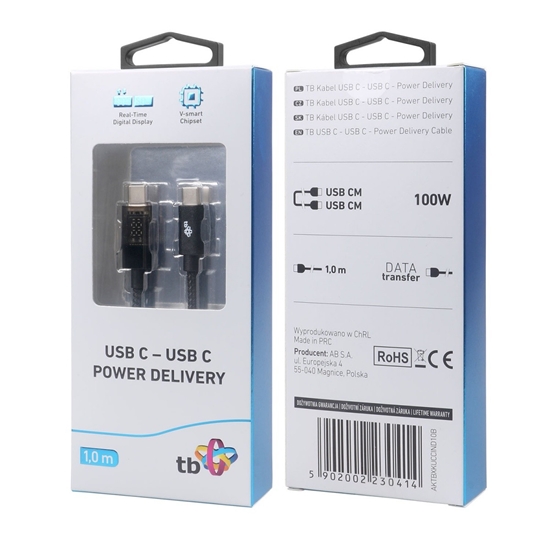 Picture of Kabel USB C - USB C 1m ze wskaźnikiem mocy ładowania LED (100 W)