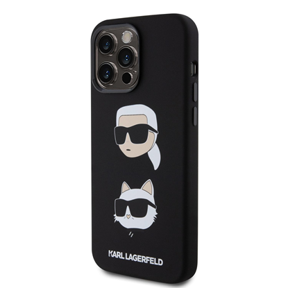 Изображение Karl Lagerfeld Liquid Silicone Karl and Choupette Heads Case for iPhone 15 Pro Max Black