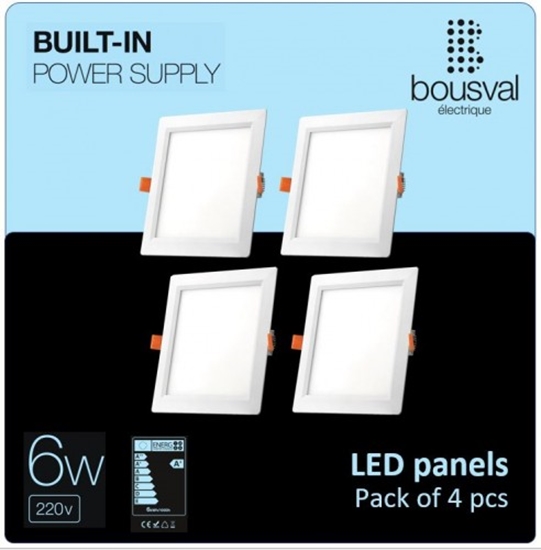 Picture of Komplekts 4 gabali kvadrāt formas LED paneļi 6W 4000K 118x118x29mm ar iebūvētu vadības bloku