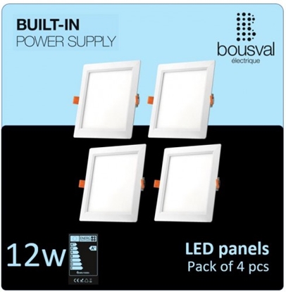 Picture of Komplekts 4 gabali kvadrātformas LED panelis 12W 3000K 168x168x29 ar iebūvētu barošanas bloku