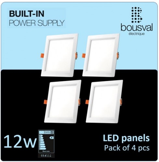 Picture of Komplekts 4 gabali kvadrātformas LED panelis 12W 4000K 168x168x29 ar iebūvētu barošanas bloku